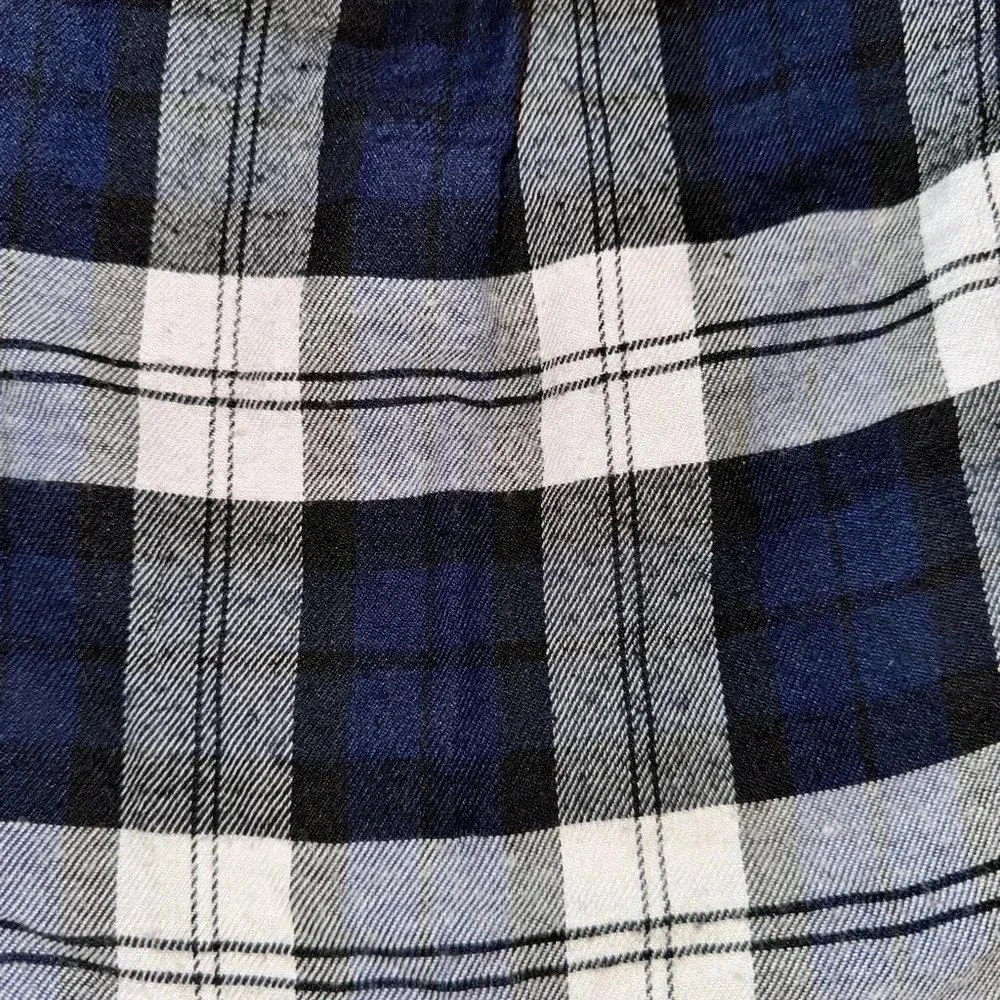 Dog Plaid Collar Shirt Blue/Black/White plaid Flannel Pet Apparel Medium